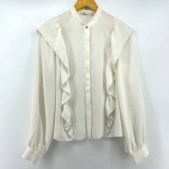 NEW ARITZIA WILDRED Panthere Ruffled Blouse Oak Size Small MSRP $110 - Picture 4 of 13